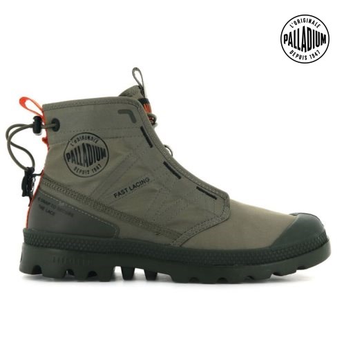 Palladium Pampa Travel Lite Men's Boots Olive | UK T289-WHM